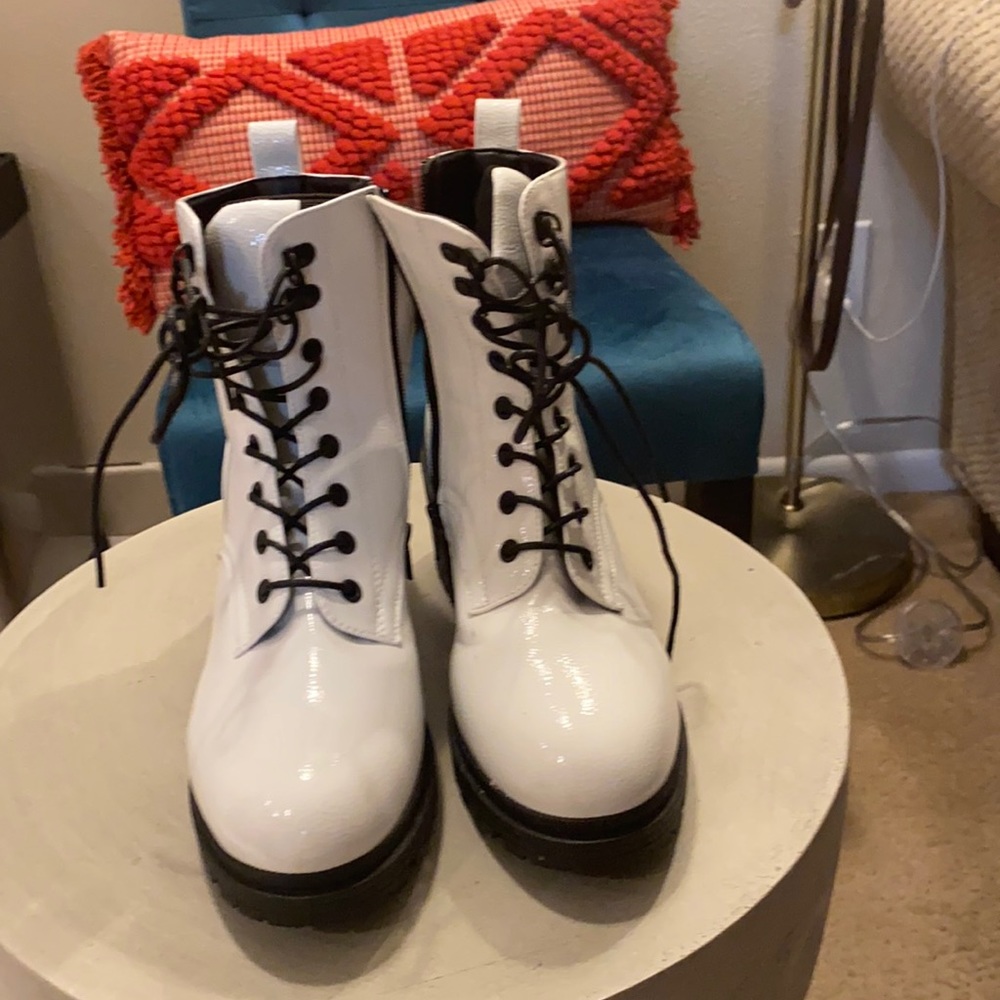 White Faux Leather Boots